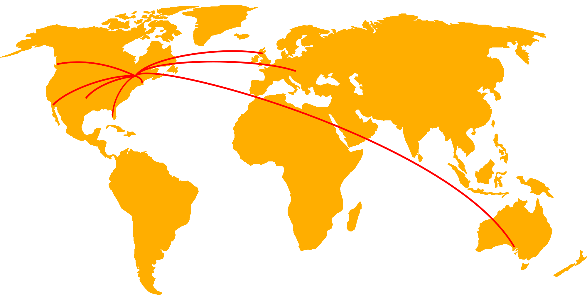 client map - Texas, California, British Columbia, Scotland, Austria, Australia